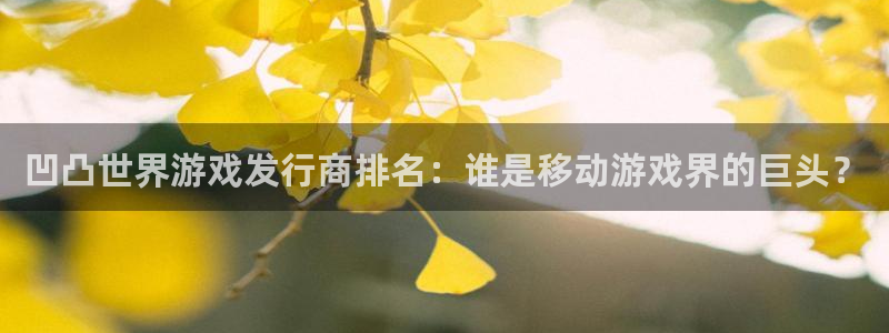 顺盈娱乐登录平台是什么平台呀：凹凸世界游戏发行商排名：谁是移动游戏界的巨头？